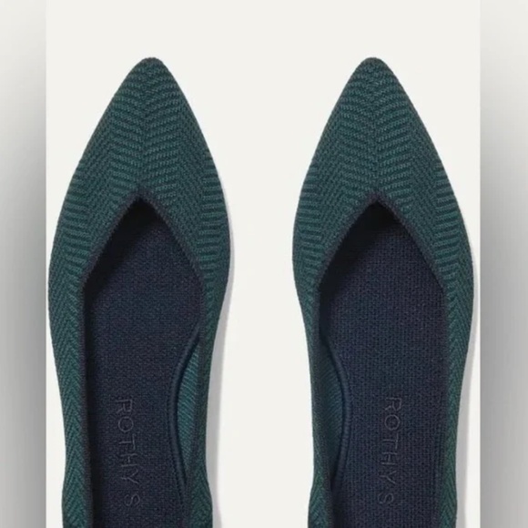 Rothy's The Point II Slip-on Flats (9.5) in teal herringbone--NWOT - Picture 2 of 10